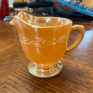 Fire King Oven Ware Creamer Peach Luster Laurel Leaf Vintage Made in USA
